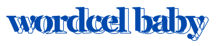Blue text 'wordcel baby' on a white background